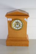 MANTEL CLOCK IN PINE CASE, FRENCH MECHANISM BY H MARTI & CO