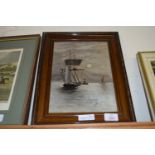 FRAMED OIL PAINTING ON PANEL, SIGNED G S WALTERS, MOONLIT BOAT UNDER SAIL, APPROX 28 X 20CM