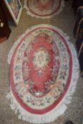 OVAL CUT WOOL RUG, APPROX 104 X 98CM