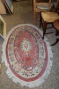 OVAL CUT WOOL RUG, APPROX 104 X 98CM