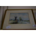 TWO FRAMED LANDSCAPE PRINTS OF WATERCOLOUR PAINTINGS, EACH FRAME WIDTH APPROX 31CM