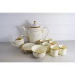 MINTON COFFEE SET COMPRISING COFFEE POT, MILK JUG, SUGAR BOWL AND SIX COFFEE CANS AND SAUCERS