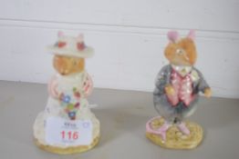 PAIR OF ROYAL DOULTON BRAMBLEY HEDGE FIGURES, POPPY EYEBRIGHT, DUSTY DOGWOOD