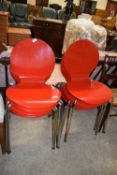 SET OF EIGHT PAINTED CHROME FRAMED BENTWOOD CHAIRS