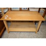 SMALL OAK EFFECT TV STAND, APPROX 89CM