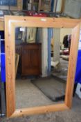 MODERN PINE FRAMED WALL MIRROR, APPROX 77 X 109CM