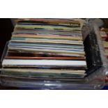 PLASTIC BOX CONTAINING LPS, MAINLY POP MUSIC, TANGERINE DREAM, JIMI HENDRIX, SIMON & GARFUNKEL ETC