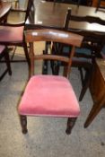 VICTORIAN BAR BACK UPHOLSTERED BEDROOM CHAIR, WIDTH APPROX 47CM