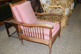 ARTS & CRAFTS STYLE OAK RECLINER CHAIR, WIDTH APPROX 78CM MAX