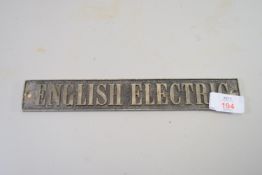 METAL BADGE FOR ENGLISH ELECTRIC