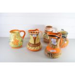 FIVE ART DECO JUGS BY MYOTT AND OTHERS