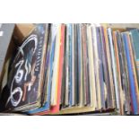 BOX CONTAINING LPS, MAINLY POP MUSIC, MICHAEL JACKSON, ABBA, JOHNNY CASH ETC