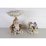 TWO CONTINENTAL PORCELAIN FIGURES, ONE WITH A FLOWER BASKET