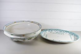 CHINA SERVING DISH AND LARGE POTTERY BOWL