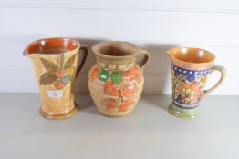 THREE CROWN DUCAL JUGS, VARIOUS DESIGNS, BY CHARLOTTE RHEAD