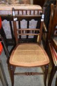 SMALL CANE SEAT BEDROOM CHAIR, WIDTH APPROX 41CM MAX