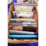 BOX OF BOOKS, MAINLY COOKERY AND TRAVEL