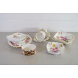 SMALL BOX OF ROYAL CROWN DERBY CHINA WARES IN THE DERBY POSIES PATTERN