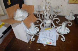 CHANDELIER STYLE WHITE PAINTED METAL CEILING LIGHT FITTING WITH SHADES