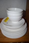 MOULDED PLASTIC PICNIC SET COMPRISING FOUR LARGE PLATES, FOUR SMALL PLATES AND FOUR BOWLS