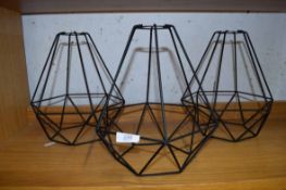 THREE WIRE FRAMED LAMP SHADES