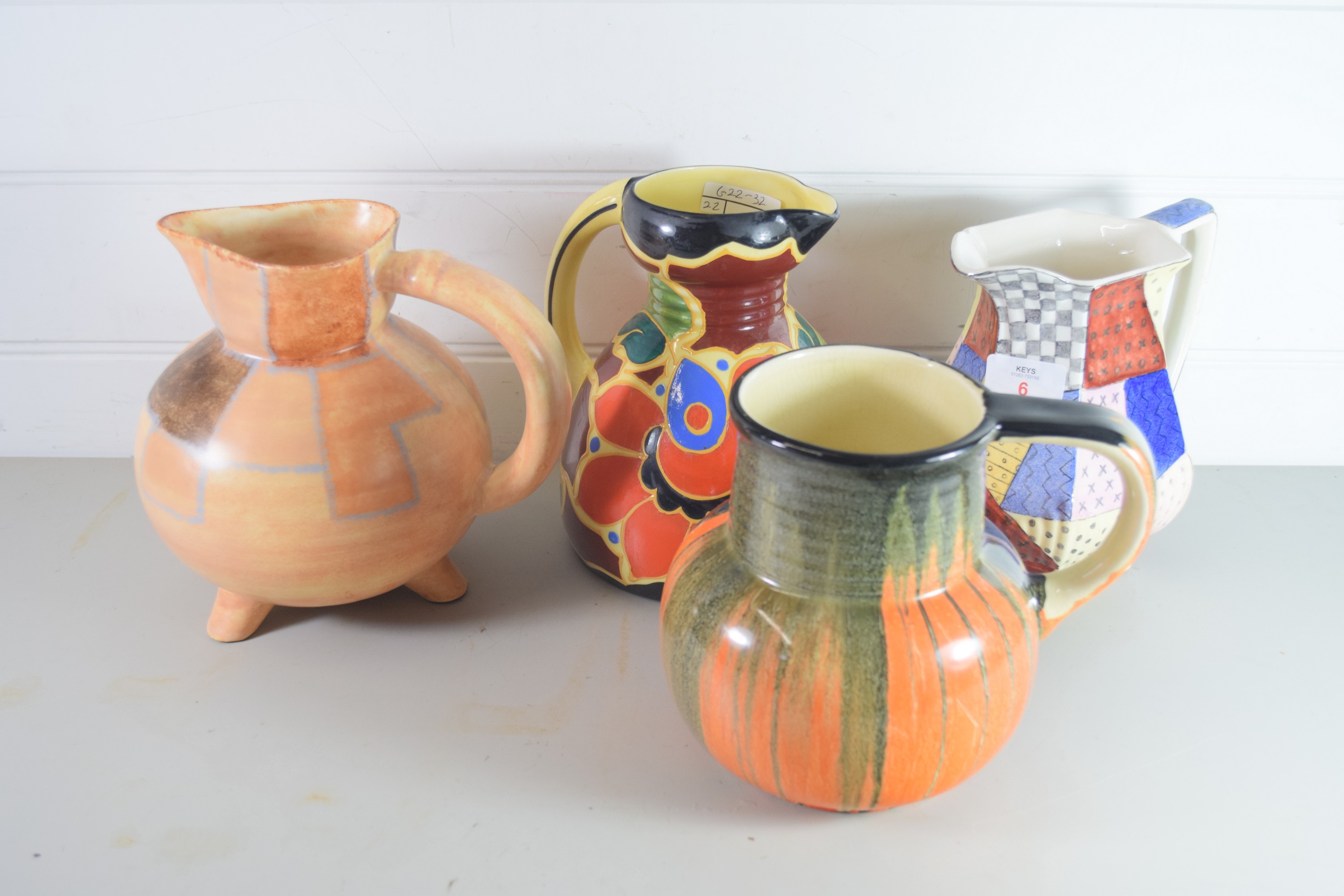 FOUR ART DECO STYLE JUGS, VARIOUS MAKERS