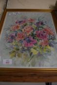 FRAMED PRINT OF FLOWERS, FRAME APPROX 35 X 41CM