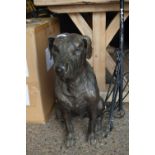 BRONZED METAL FIGURE OF A SEATED DOG, HEIGHT APPROX 59CM