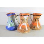 THREE ART DECO JUGS BY MYOTT