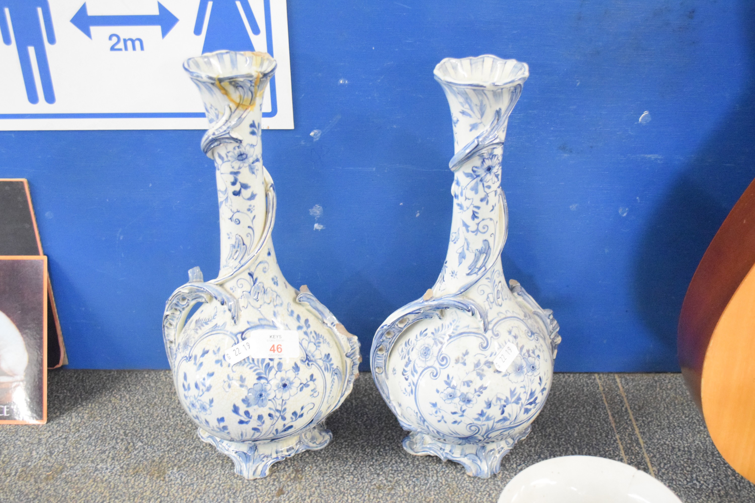 PAIR OF ROYAL BONN DELFT PATTERN VASES