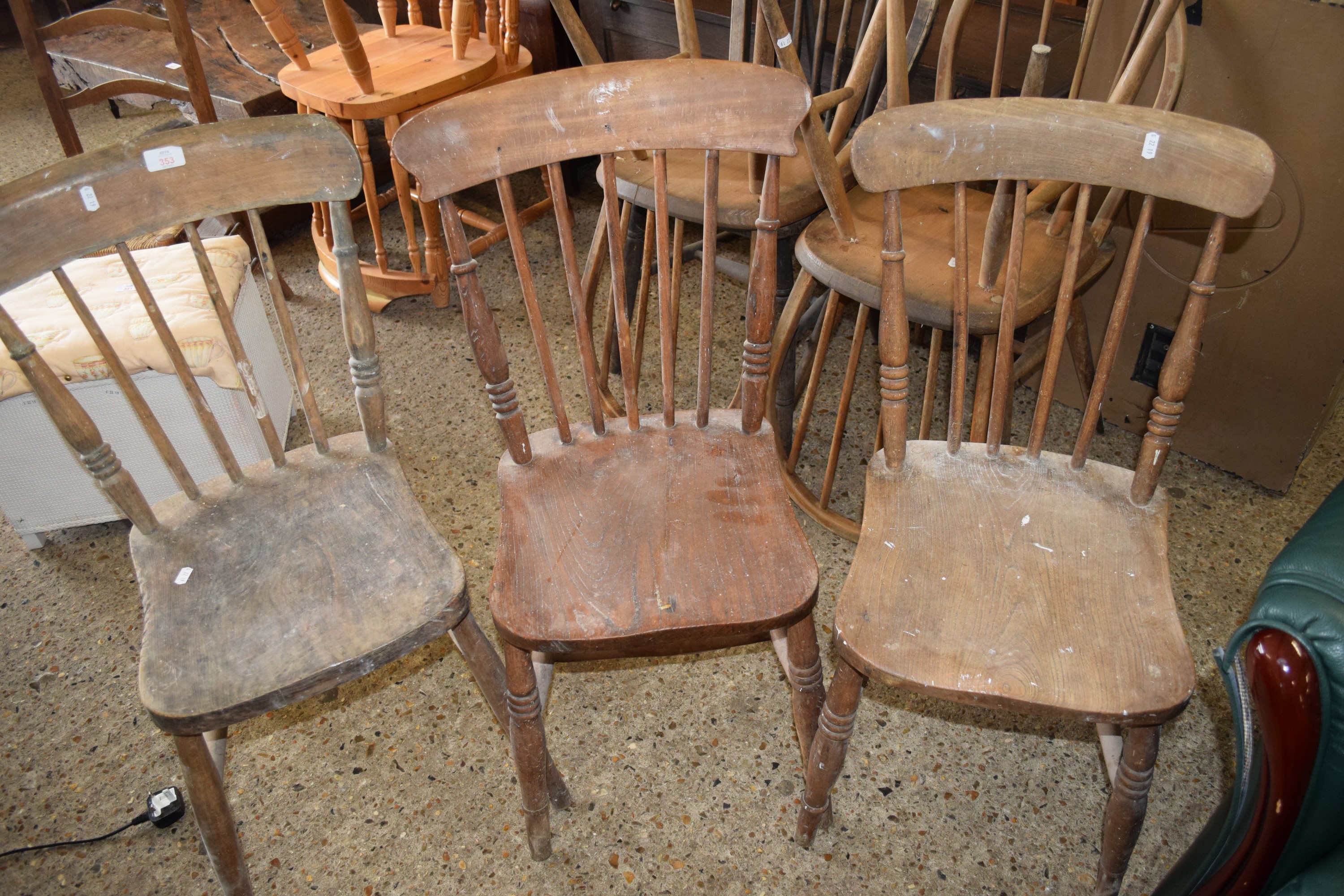 THREE STICK BACK DINING CHAIRS