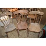 THREE STICK BACK DINING CHAIRS