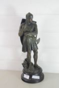 SPELTER FIGURE OF A MEDIEVAL KNIGHT ON PLINTH