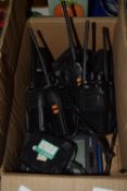 BOX CONTAINING WALKIE TALKIES