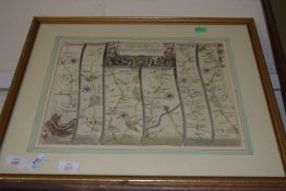 MAP OF LONDON IN GILT FRAME AND A MAP OF NORFOLK