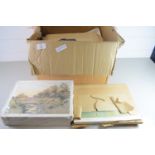 BOX CONTAINING VARIOUS PRINTS BY COTMAN, BURNS ETC