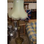 BRASS LAMP STANDARD WITH SHADE, TOTAL HEIGHT APPROX 158CM