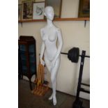 MOULDED FEMALE MANNEQUIN, HEIGHT APPROX 185CM