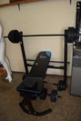 WEIGHTLIFTING BENCH AND WEIGHTS