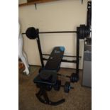 WEIGHTLIFTING BENCH AND WEIGHTS