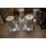 SET OF FOUR LARGE METAL INDUSTRIAL STYLE LAMP FITTINGS, EACH APPROX 52CM