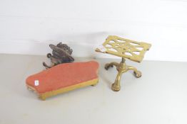 BRASS TRIVET, OIL LAMP WICK, ETC