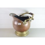 COPPER SCUTTLE WITH WOODEN HANDLES