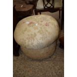 UPHOLSTERED FOOT STOOL, APPROX 50CM DIAM