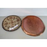 SMALL EGYPTIAN STYLE COPPER TRAY AND FURTHER TRAY