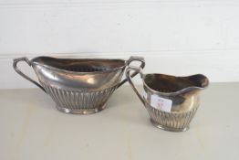 PLATED GEORGIAN STYLE SAUCE BOAT AND SUGAR BOWL