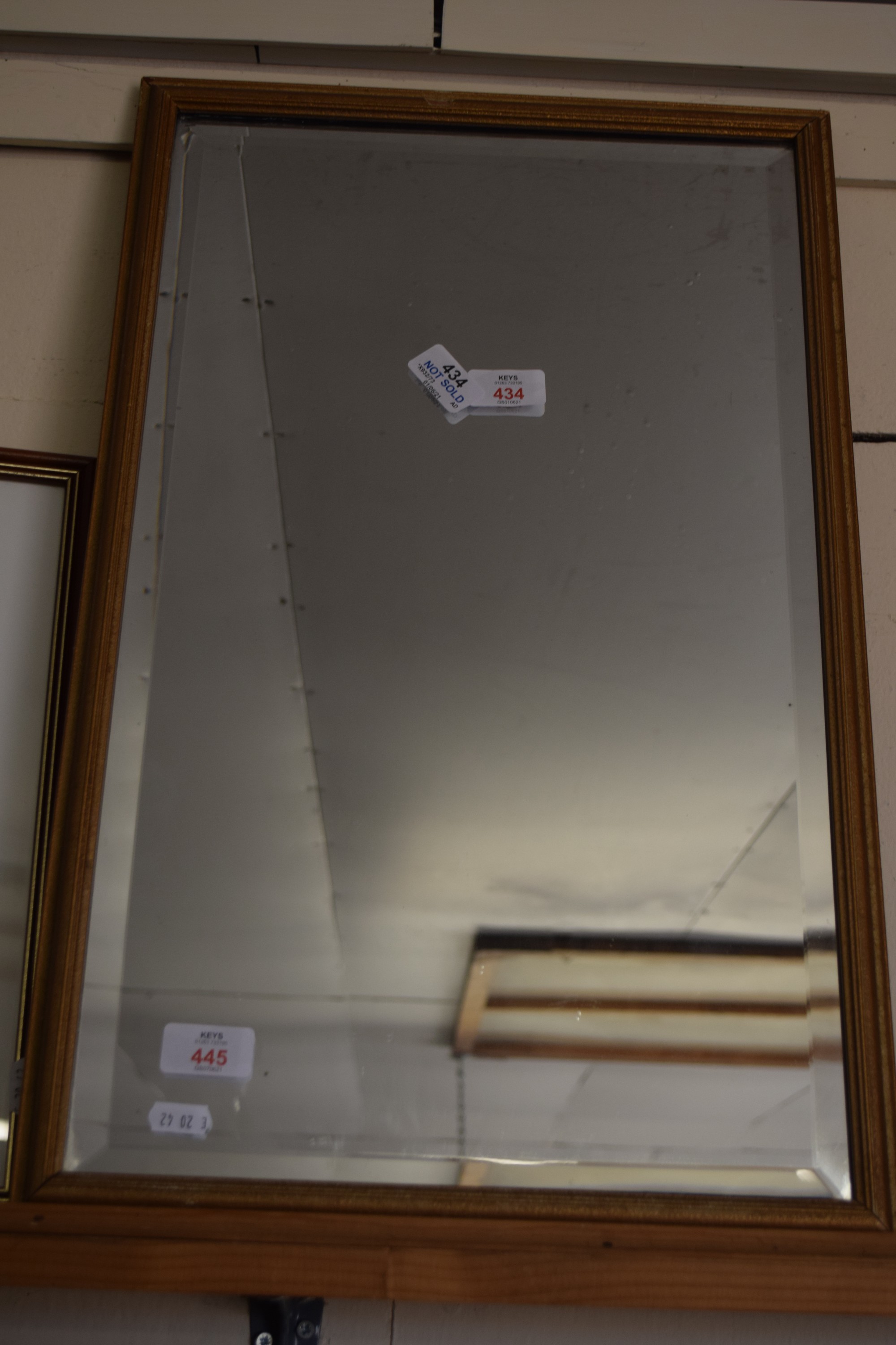 MODERN FRAMED WALL MIRROR, 37 X 59CM APPROX