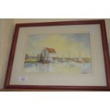 WATERCOLOUR BY HILARY FARMER OF A BROADLAND SCENE