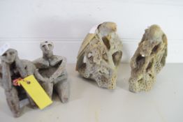 SOAPSTONE FIGURES OF BIRDS AND TWO FURTHER FIGURES