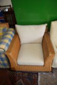 CANE EASY CHAIR, WIDTH APPROX 84CM MAX